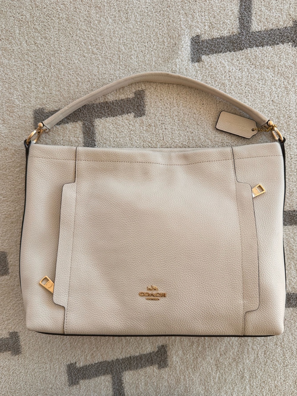 Coach Pebbled Leather Shoulder Bag in Cream with Gold Hardware 2022 scout hobo